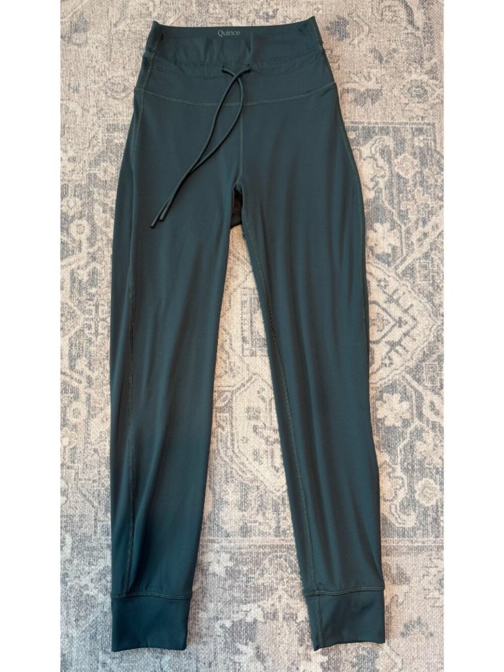Quince Ultra Form Tie Waist High Rise Green Jogger Leggings Small Stretch